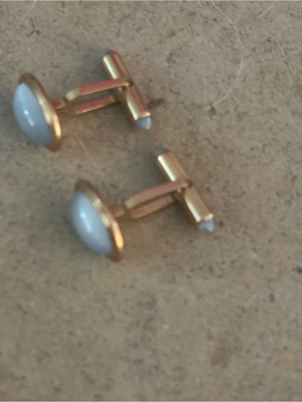 Vintage Krementz Gold-Tone Cufflinks with Faux Moonstone